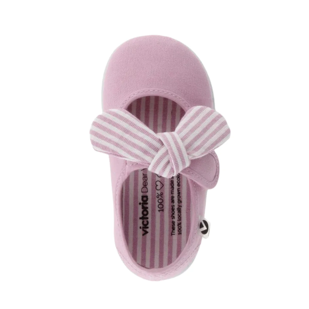 Zapatos Victoria de Lona Rosa con Pañuelo de Rayas para Niña - Imagen 4