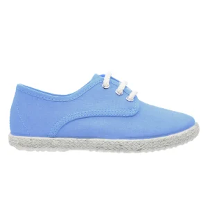 Zapatos Pekis de Lona Azul Celeste con Cordónes/Yute para Niño