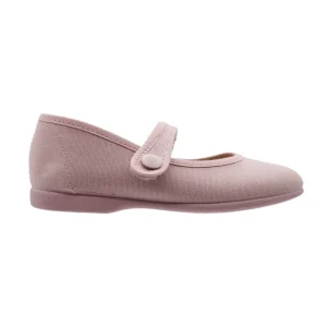 Zapatos Pekis de Lona Rosa Maquillaje con Velcro y Botón para Niña