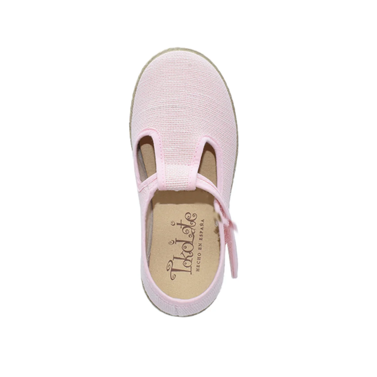 Zapatos Tokolate Tipo Pepito en Lino Rosa con Velcro para Niños (Unisex) - Imagen 5