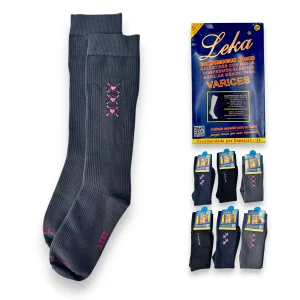 Calcetines compresores unitalla dama para varices Leka paquete de 6