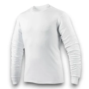 Playera ramoncito cuello redondo manga larga blanca caballero